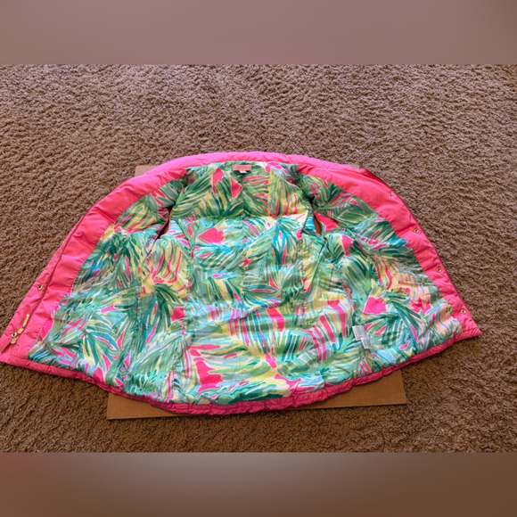 Lilly Pulitzer Pink, Green and White Quilted Tropical Vest - Picture 3 of 6